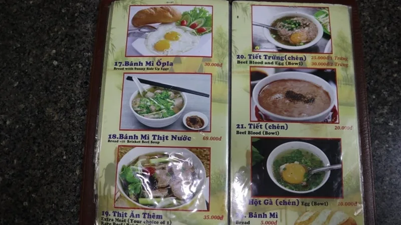 호치민 포뀐 메뉴판